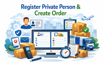 Privatperson registrerer sig på ExusTrans-platformen for at oprette en transportordre for private ejendele